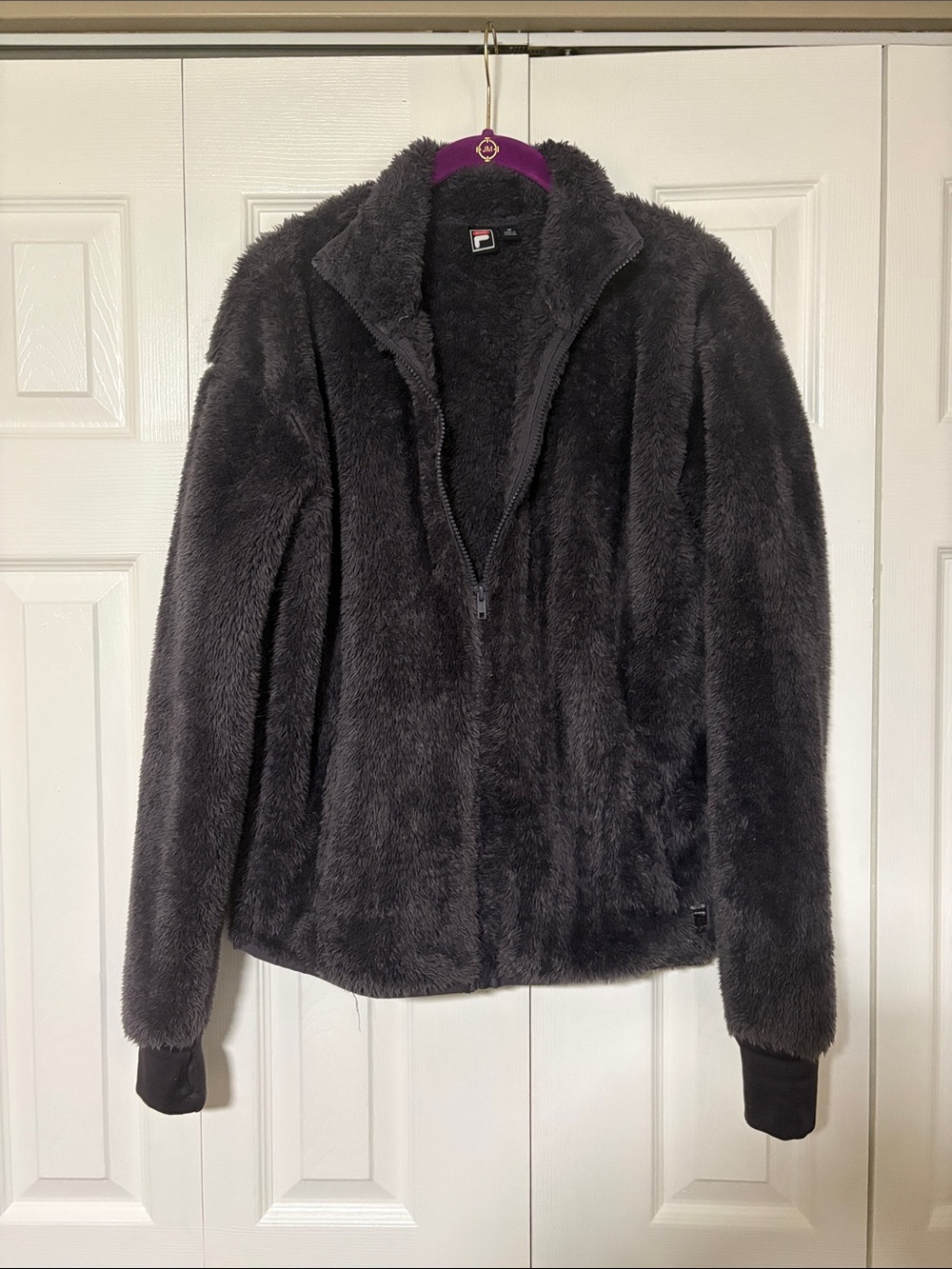 Fila Women's Charcoal/Plum Plush Teddy Jacket